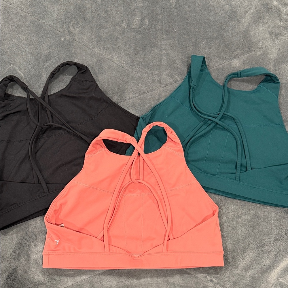 Old Navy Black, Teal, and Coral Sports Bras - Picture 2 of 7